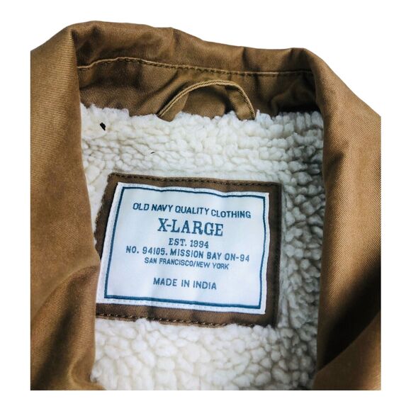 3280 Old Navy Men's Canvas Chore Coat Faux Sherpa XXL Hunting Work Jacket - Picture 6 of 9